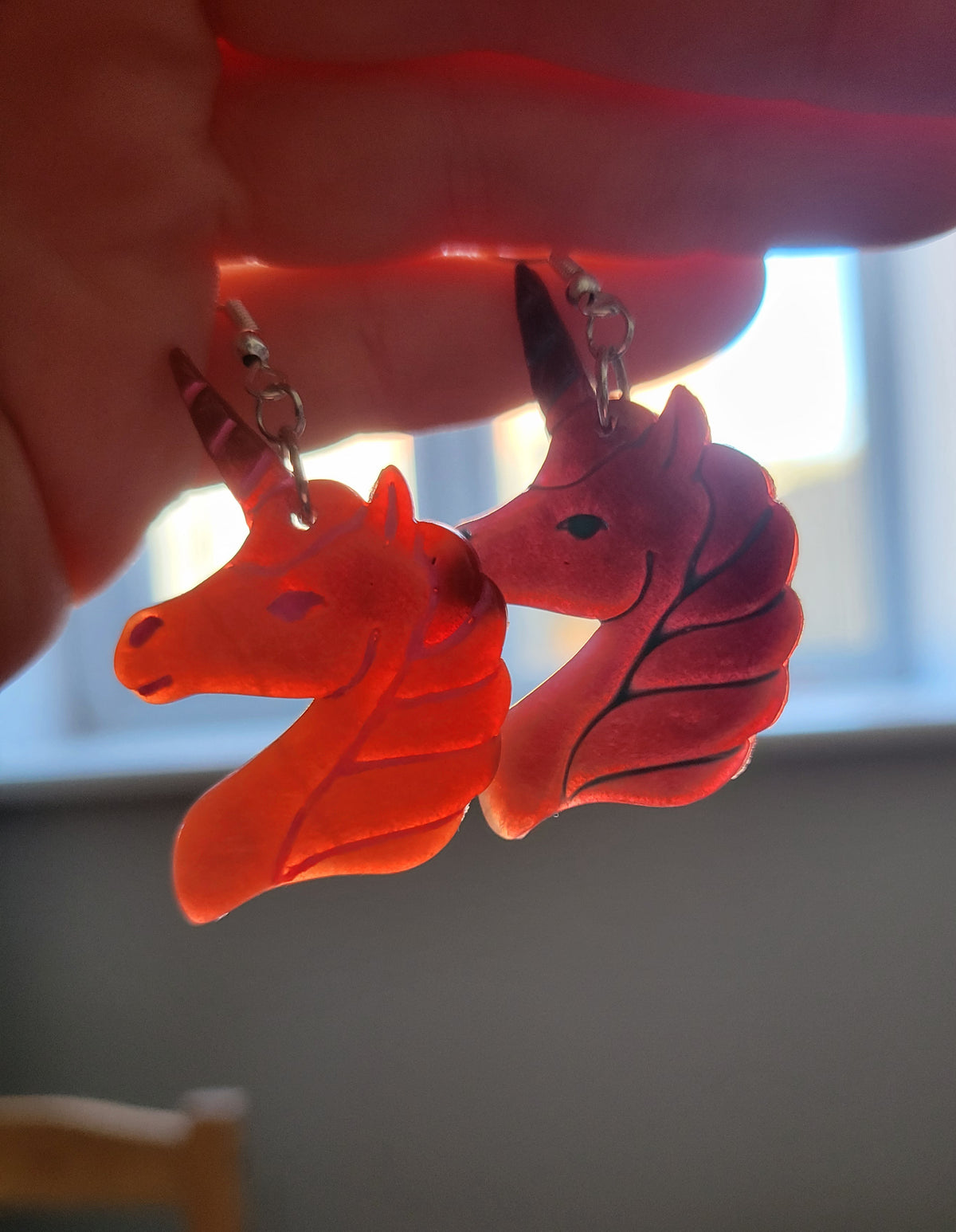 Translucent "Tattooed" Unicorn Earrings