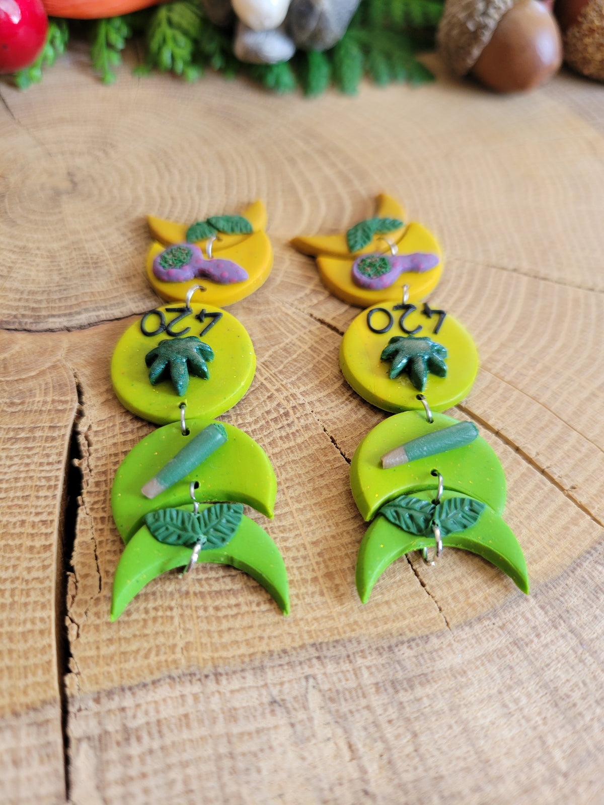 Ganja Moon Phase Earrings