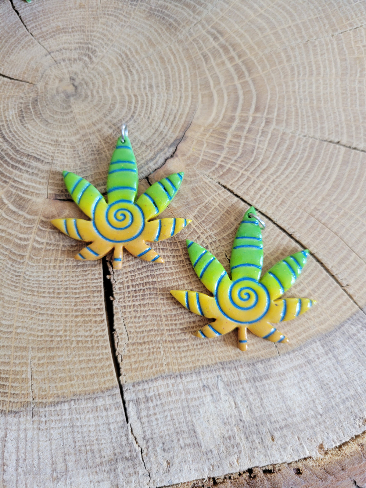 Bright Ganja Leaf Earrings