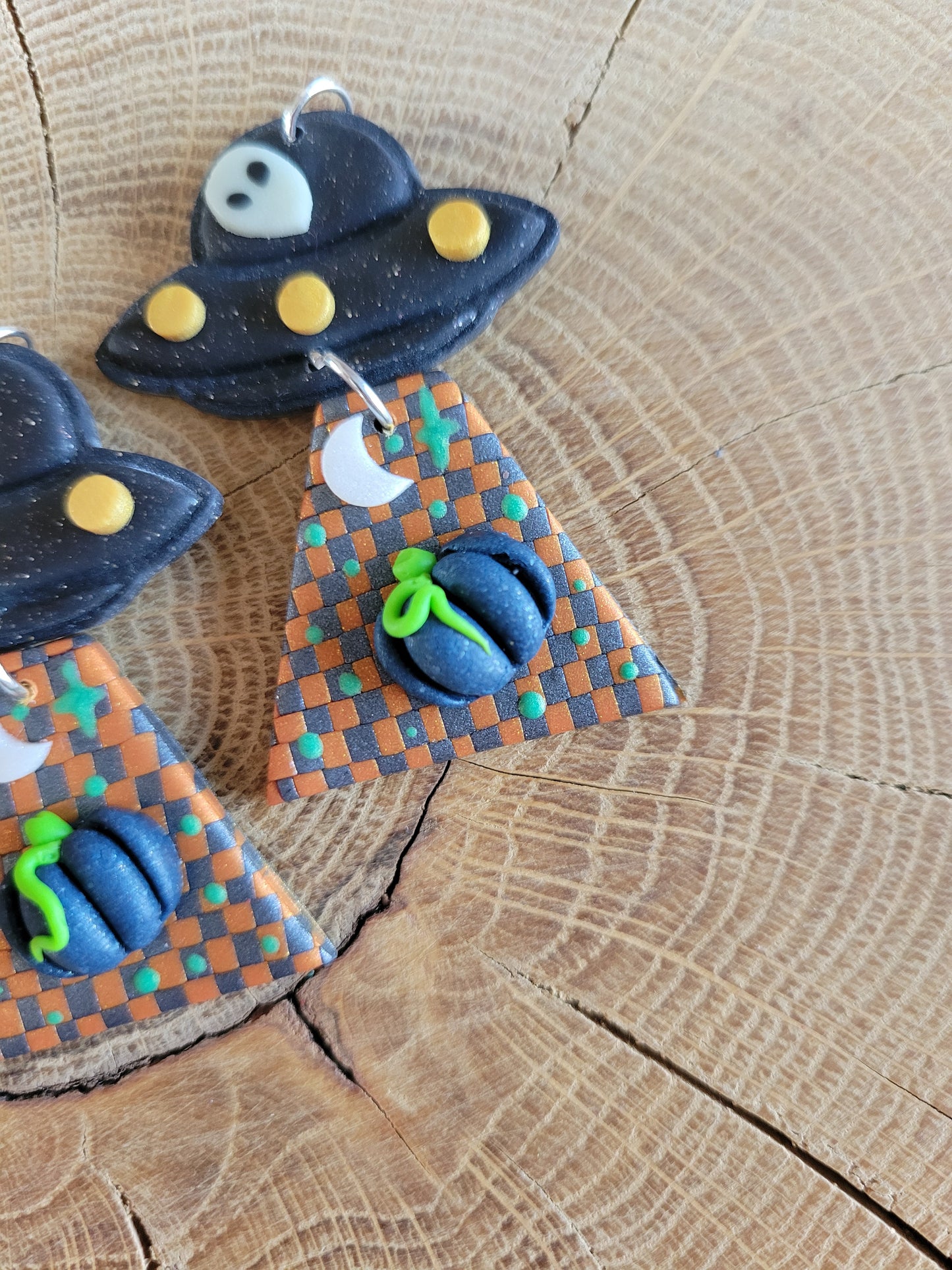 Alien Abduction: Blue Pumpkin Earrings