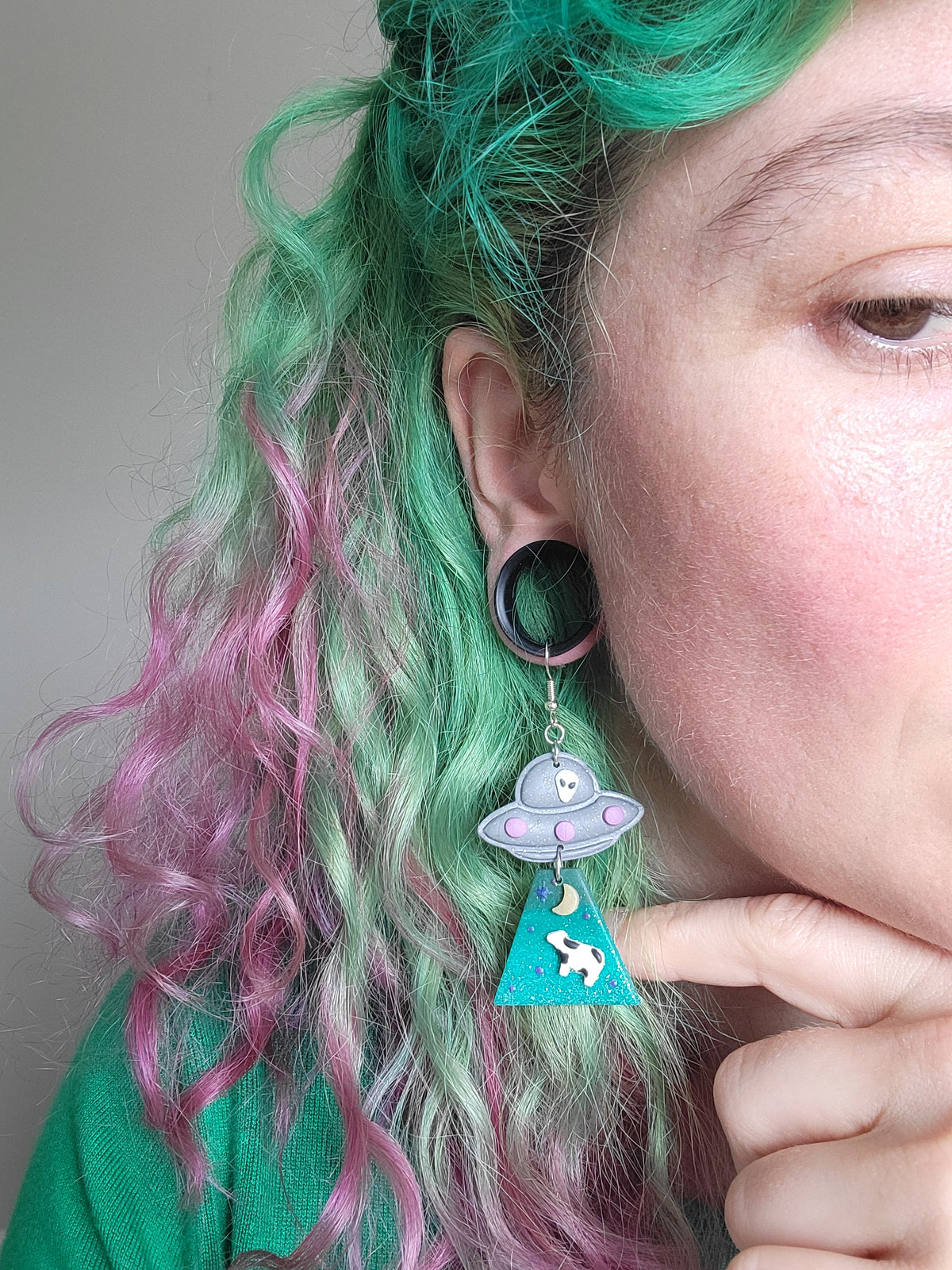 Alien Abduction: Nightsky Cow Earrings