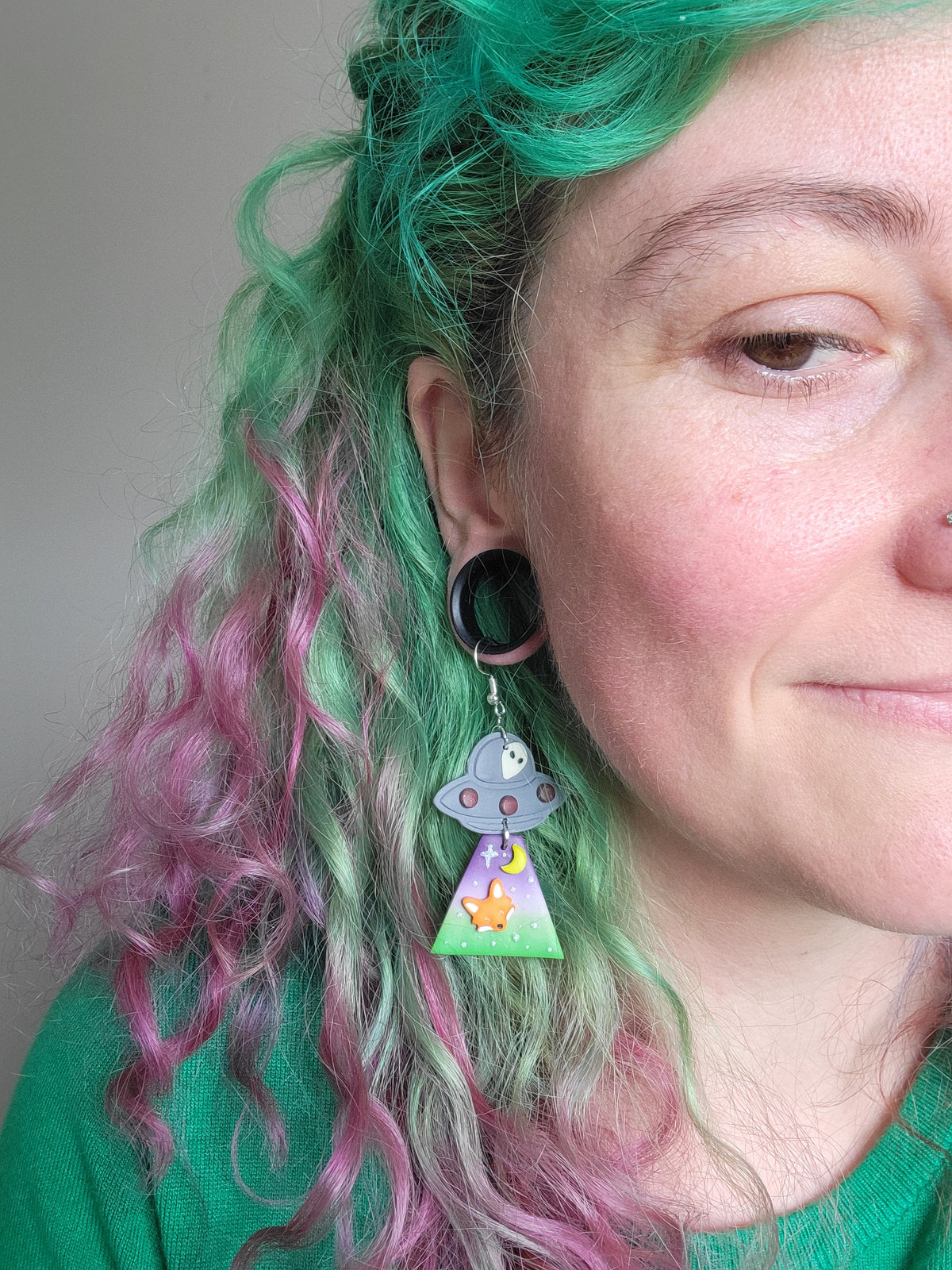Alien Abduction: Red Fox Earrings