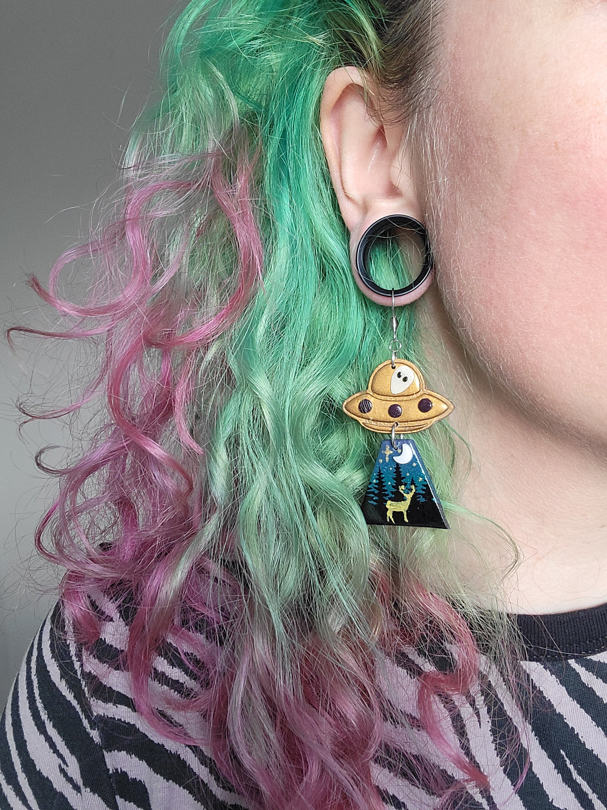 Alien Abduction: Golden Stag Earrings