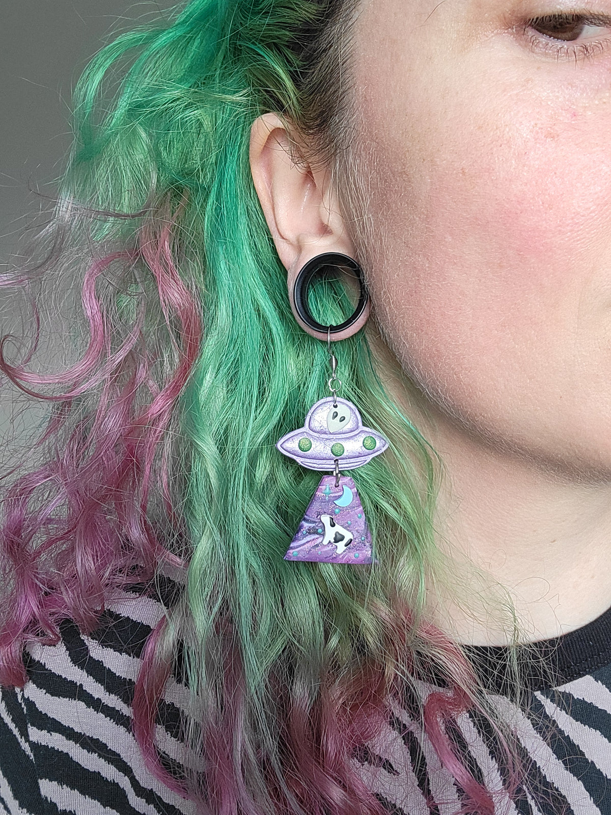 Alien Abduction: Purple Beam Earrings