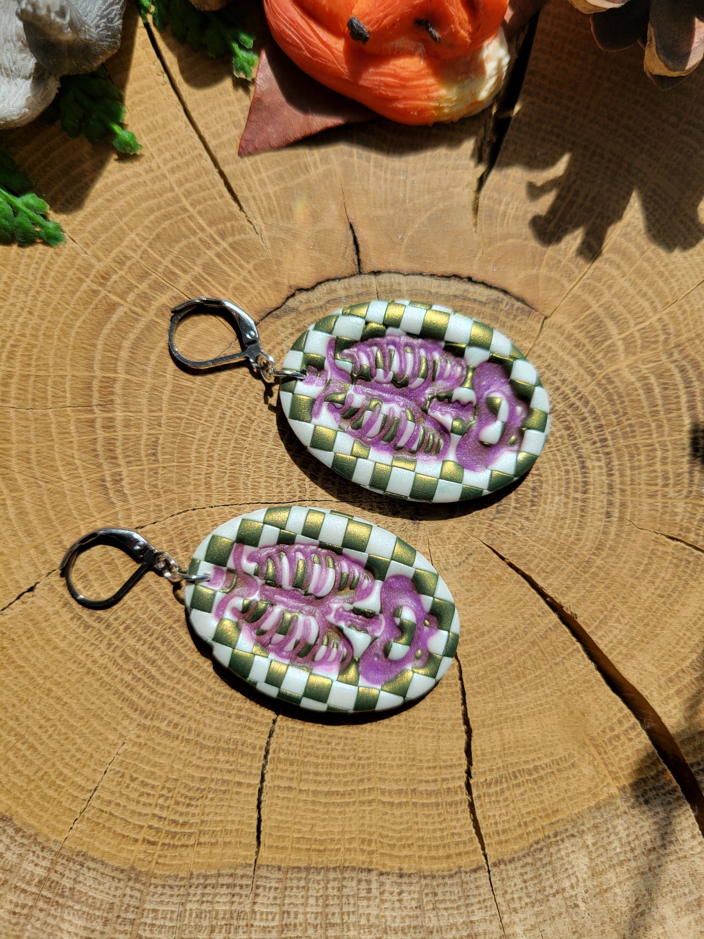 Checkered Ribcage Earrings