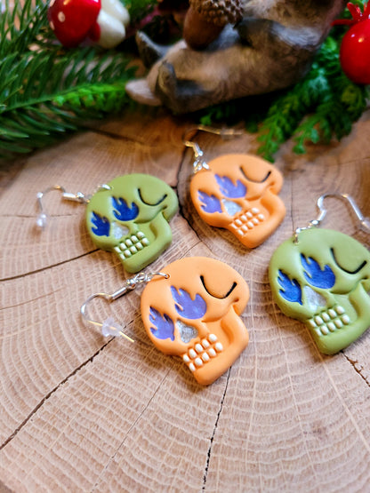 Flame Eyed Skull Earrings