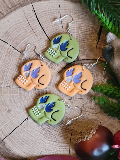 Flame Eyed Skull Earrings