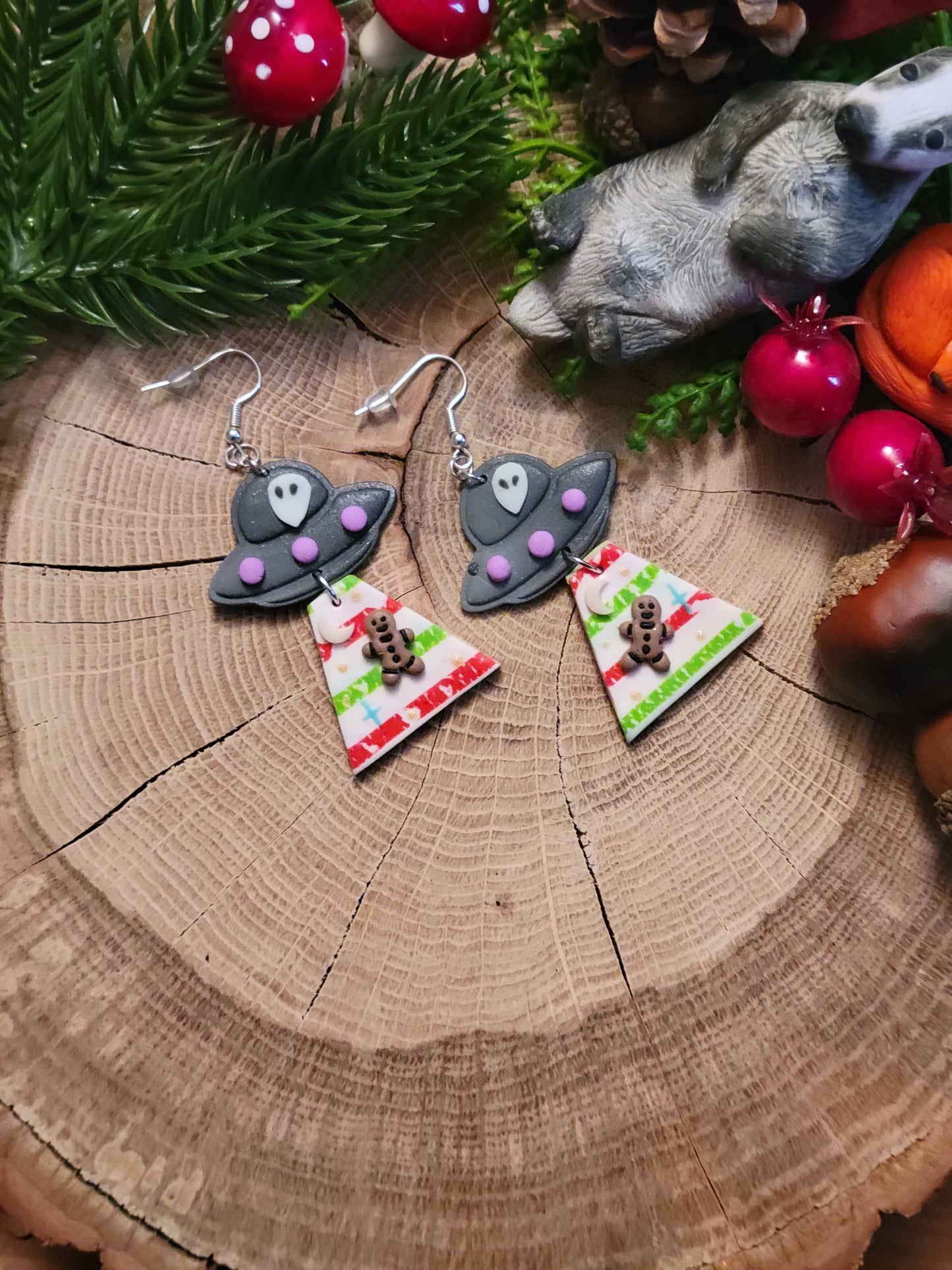 Alien Abduction: Gingerbread Earrings