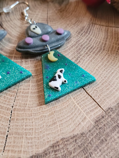 Alien Abduction: Nightsky Cow Earrings