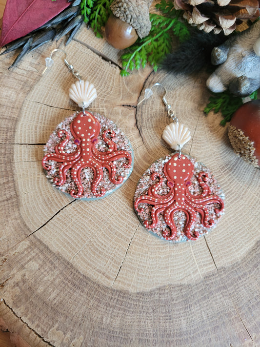 Atlantic White Spotted Octopus Earrings