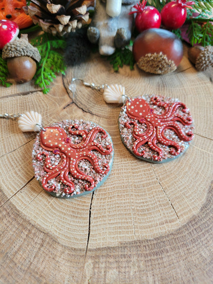 Atlantic White Spotted Octopus Earrings