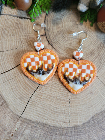Checkered Flame Heart Earrings