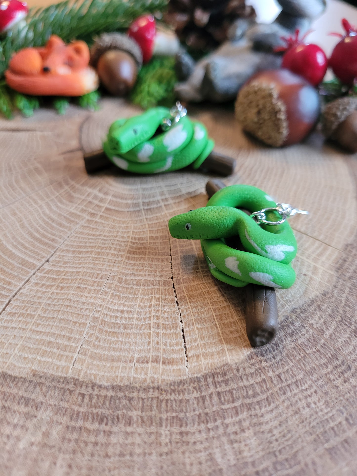 Emerald Tree Boa Earrings