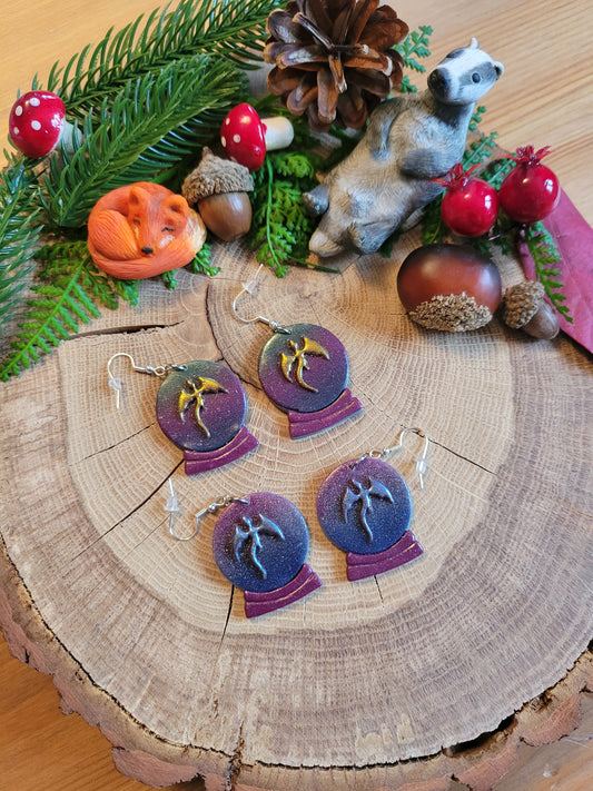 Mismatched Dragon Crystal Ball Earrings
