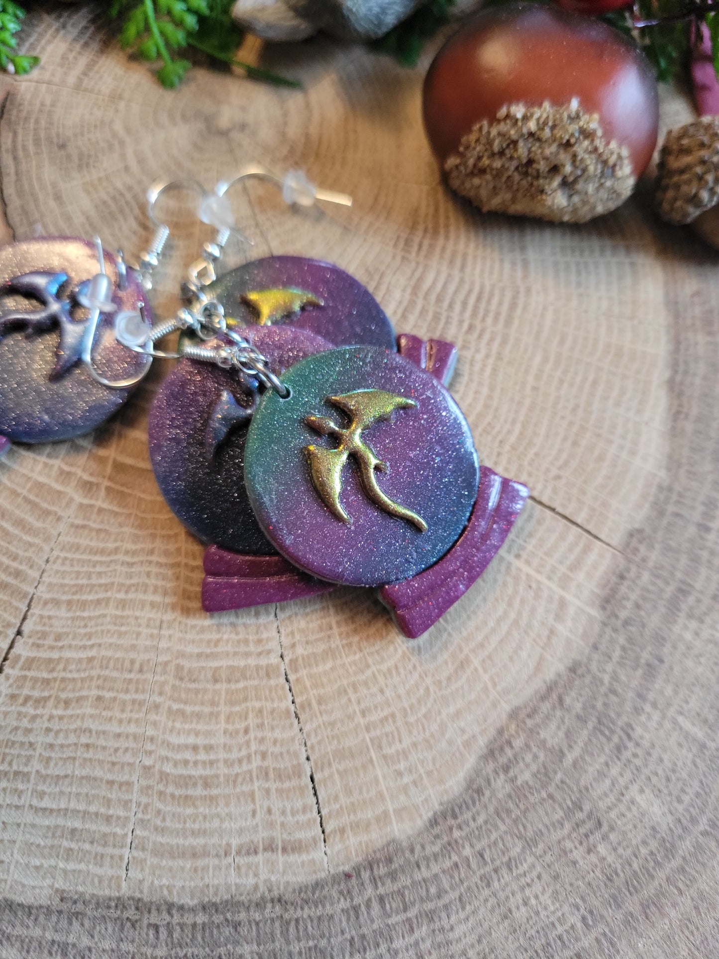 Mismatched Dragon Crystal Ball Earrings