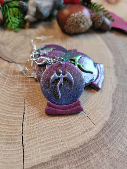 Mismatched Dragon Crystal Ball Earrings