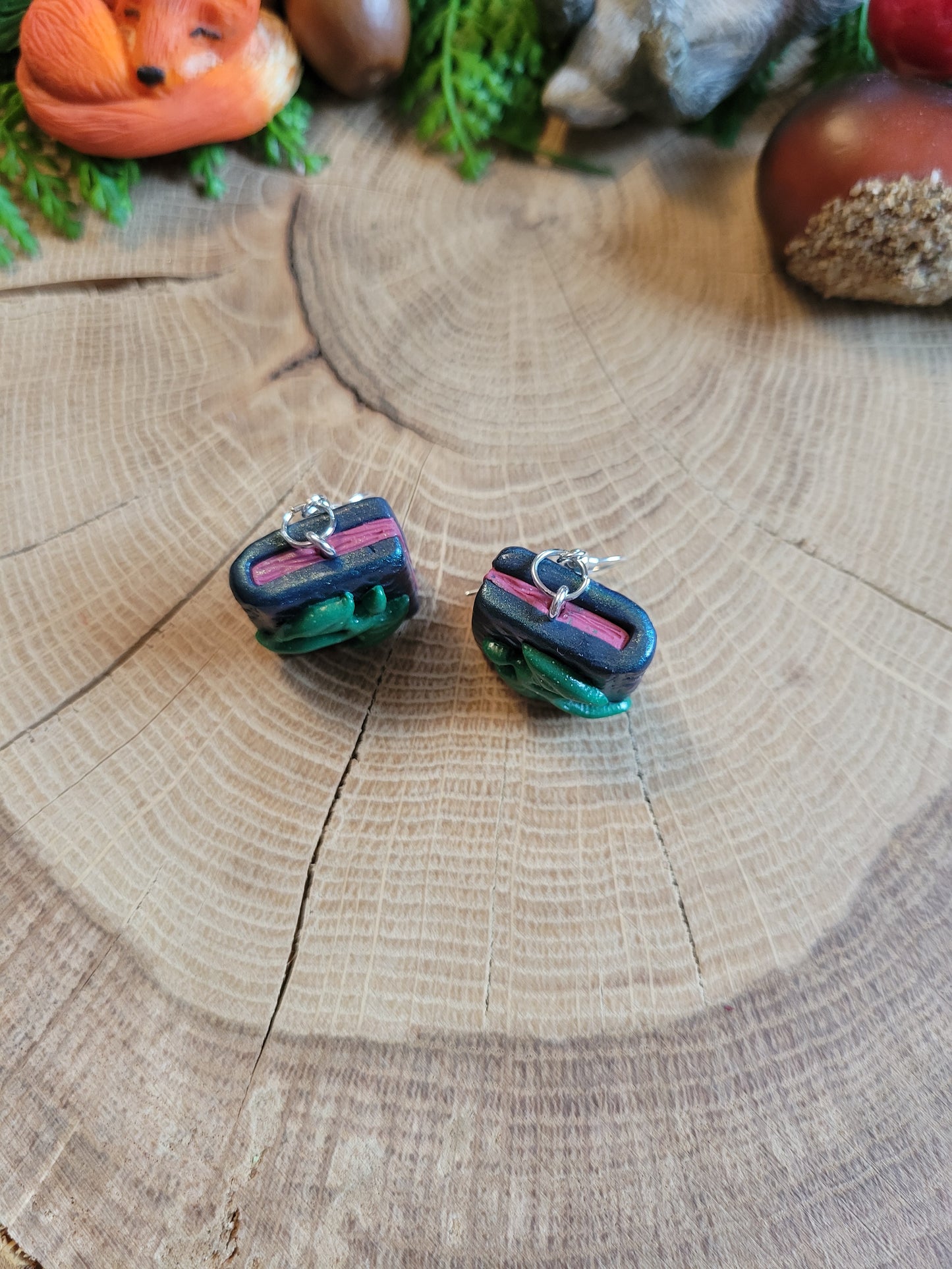 Green Dragon Book Earrings