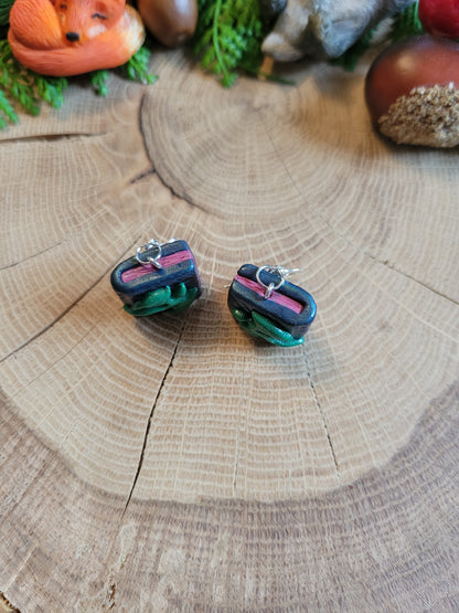Green Dragon Book Earrings