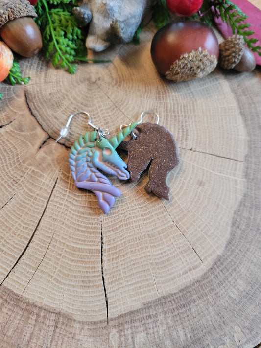 Pastel Skeleton Unicorn Earrings