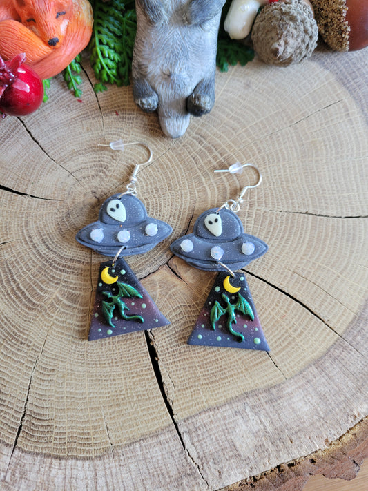 Alien Abduction: Green Dragon Earrings