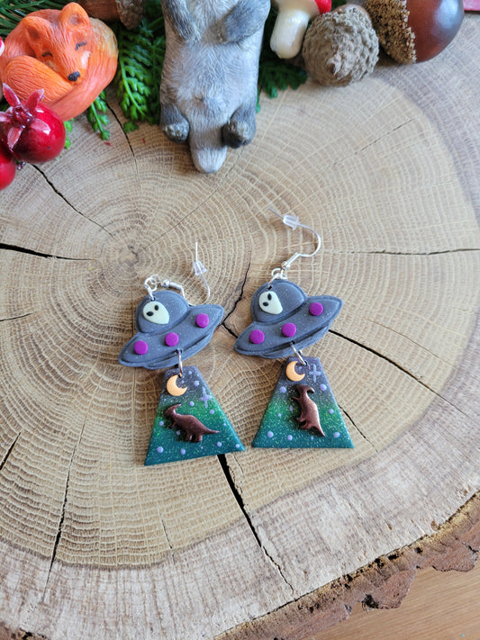 Alien Abduction: Parasaurolophus Earrings