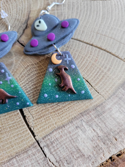 Alien Abduction: Parasaurolophus Earrings
