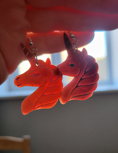 Translucent "Tattooed" Unicorn Earrings