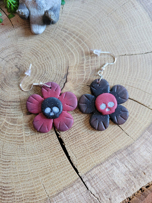 Flower Power Skull Earrings