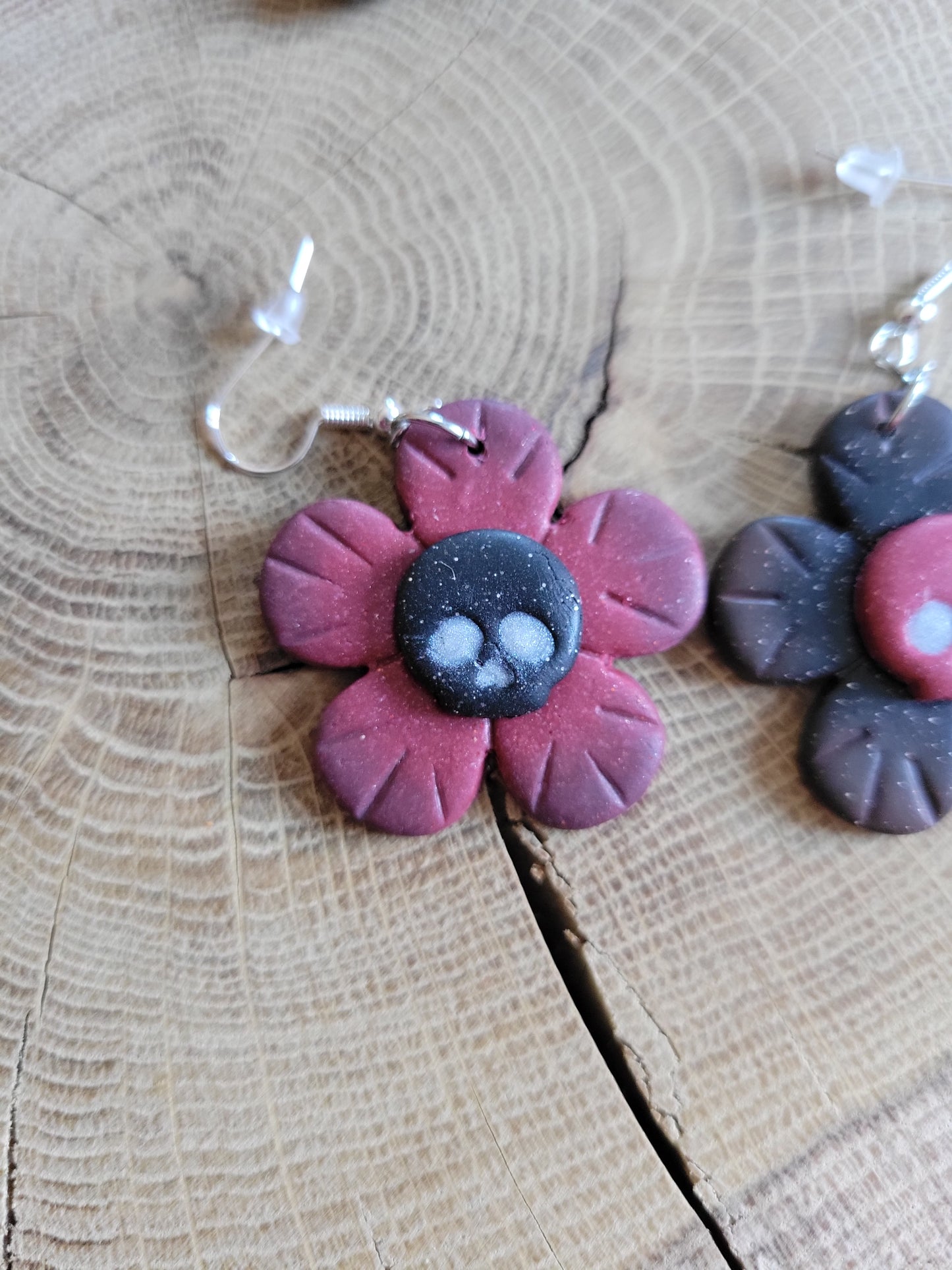 Flower Power Skull Earrings