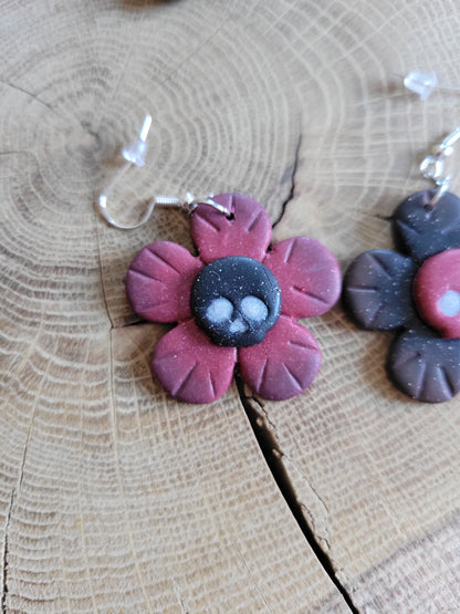 Flower Power Skull Earrings