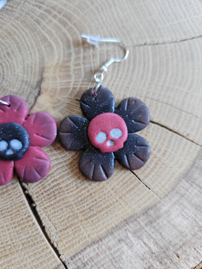 Flower Power Skull Earrings