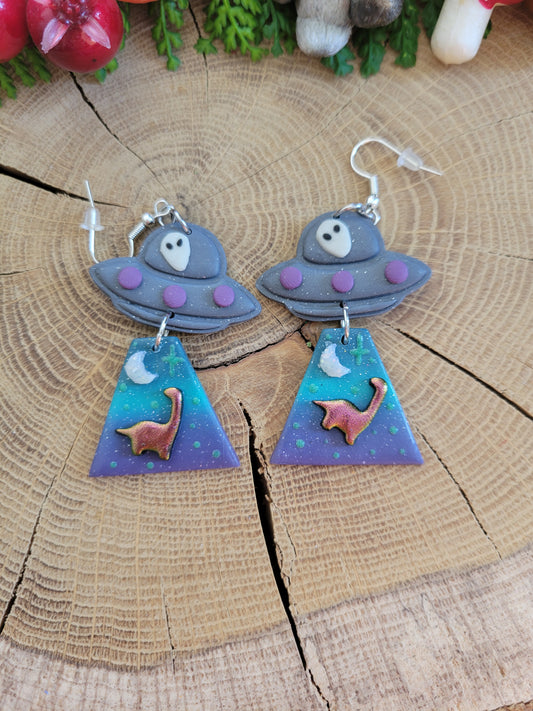 Alien Abduction: Diplodocus Earrings