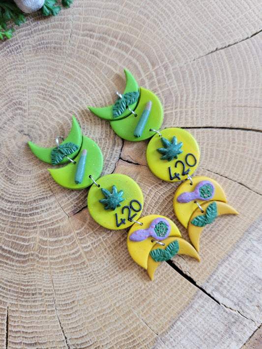Ganja Moon Phase Earrings