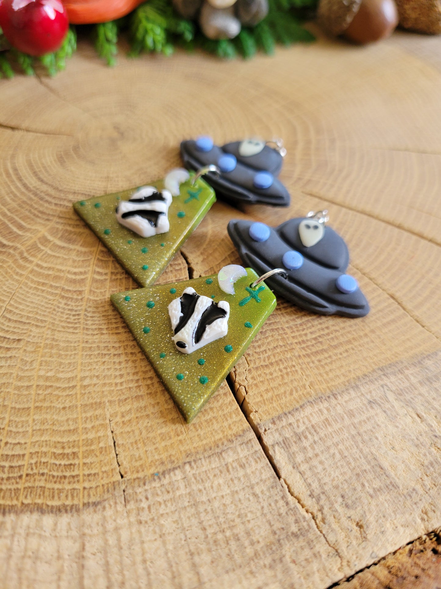 Alien Abduction: Badger Earrings