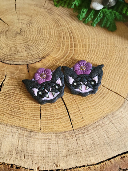 Floral Bat Earrings