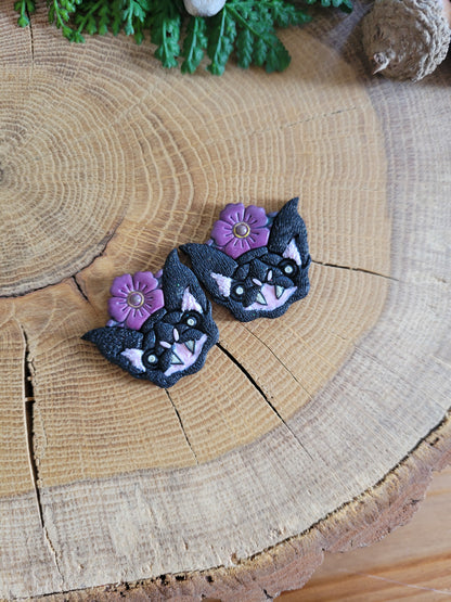 Floral Bat Earrings