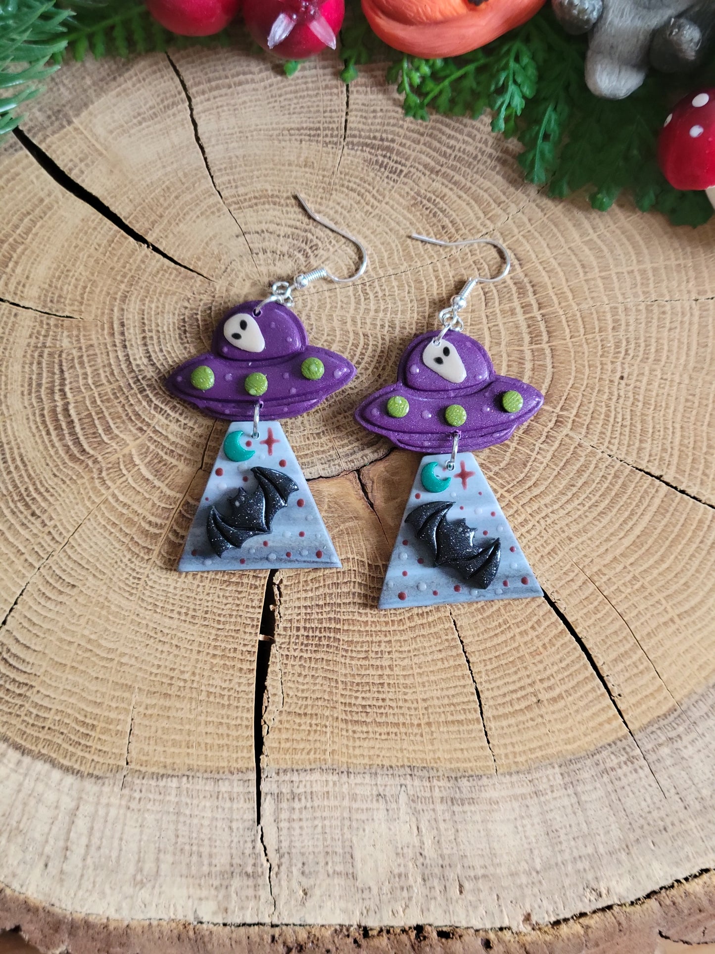 Alien Abduction: Glitter Bat Earrings