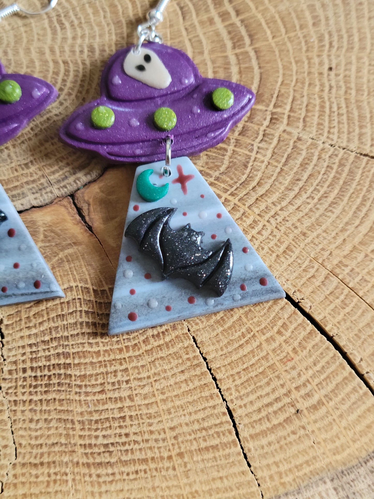Alien Abduction: Glitter Bat Earrings