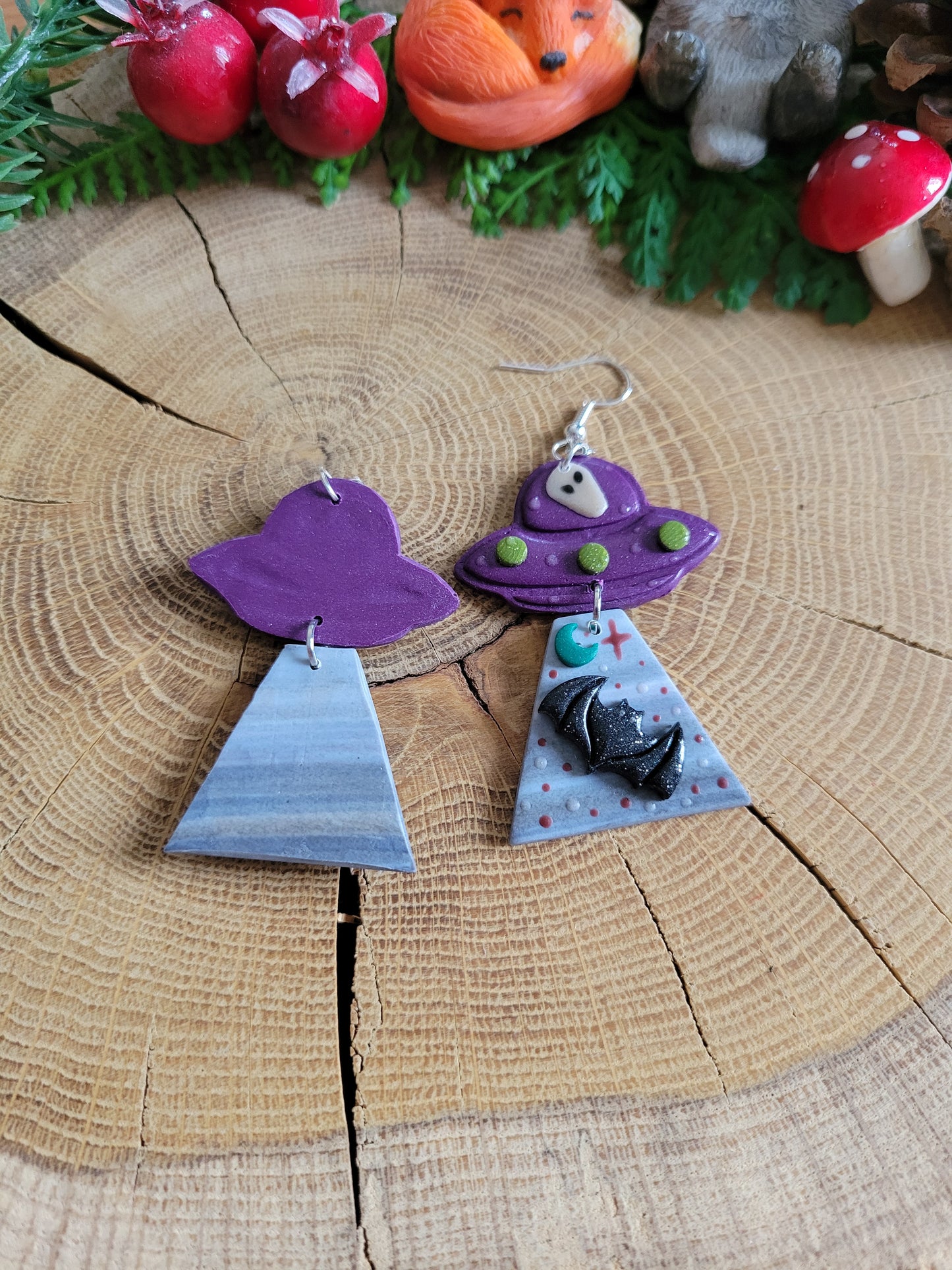 Alien Abduction: Glitter Bat Earrings