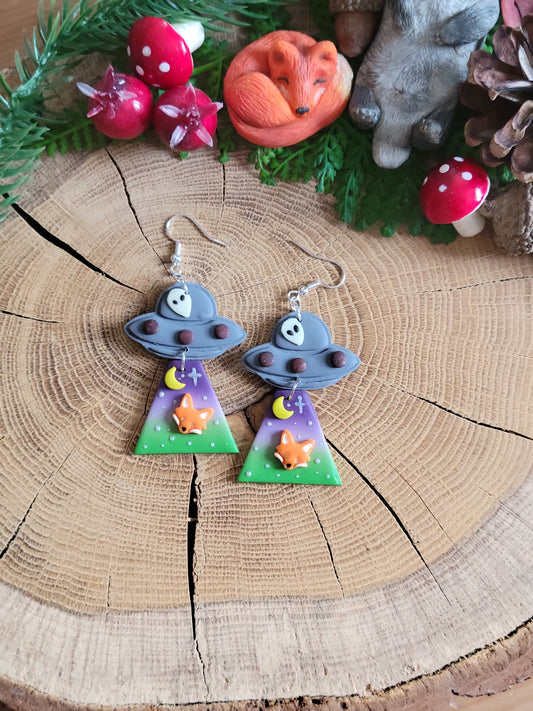 Alien Abduction: Red Fox Earrings