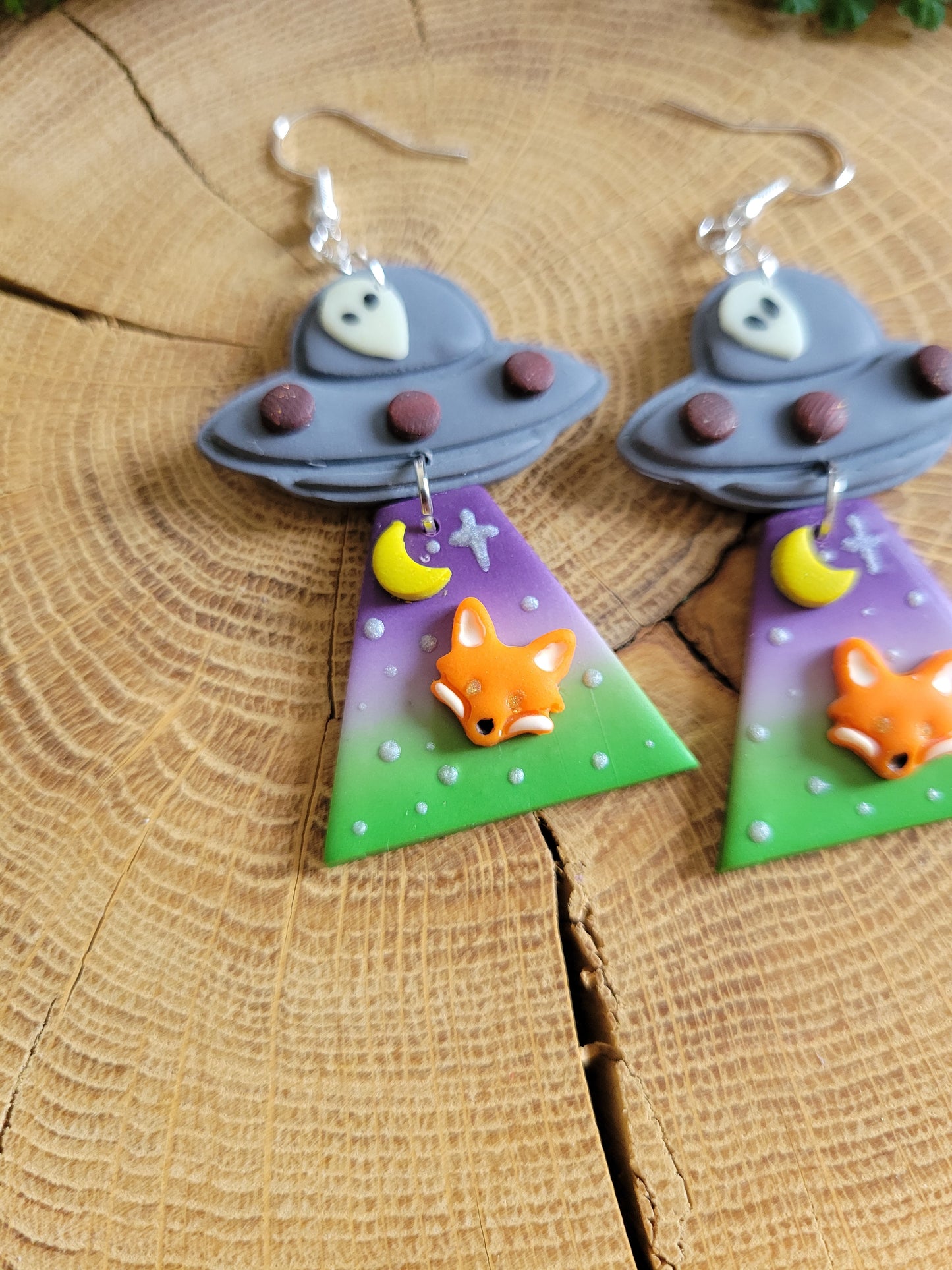 Alien Abduction: Red Fox Earrings