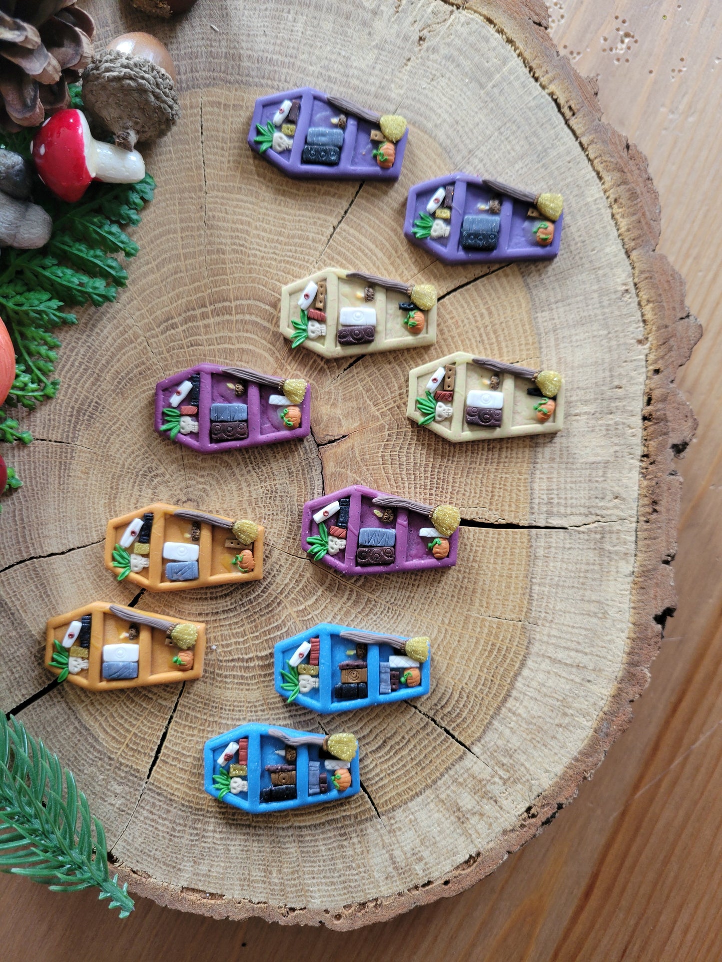 Colourful Coffin Bookshelf Earrings
