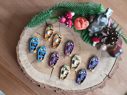 Colourful Coffin Bookshelf Earrings