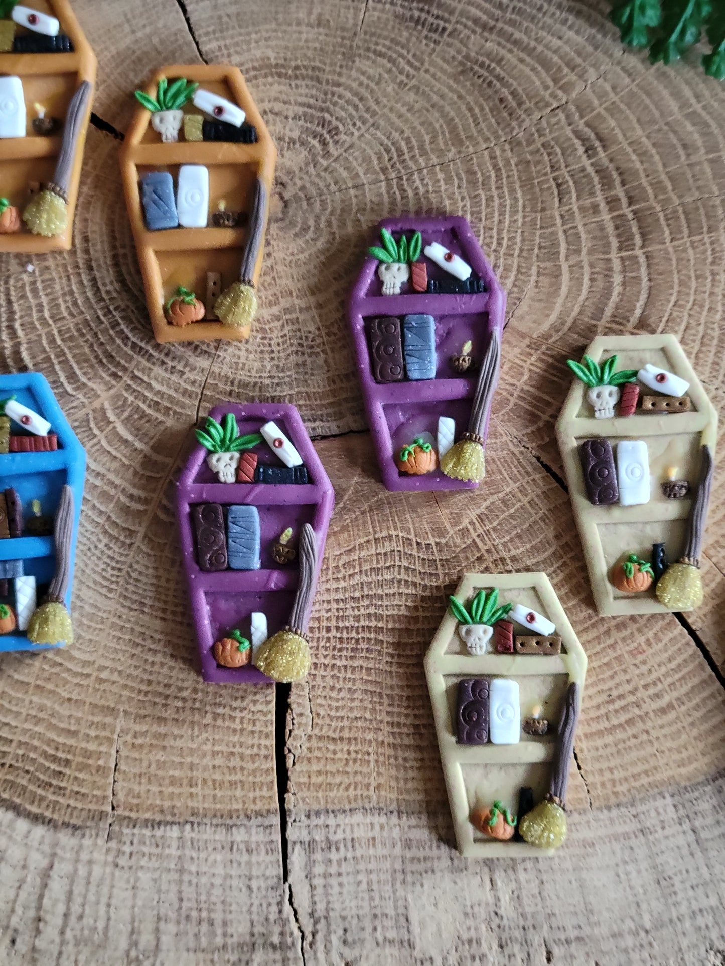 Colourful Coffin Bookshelf Earrings
