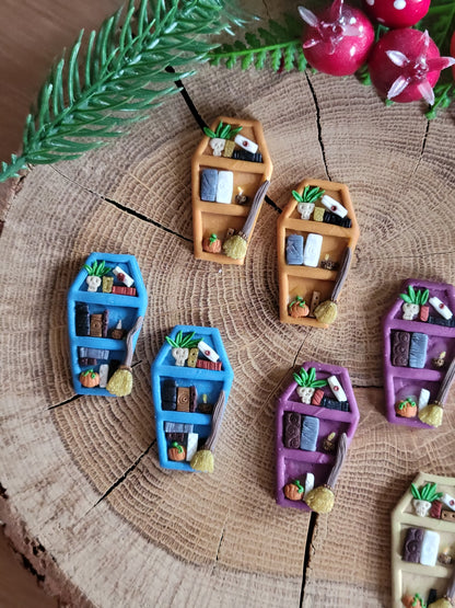 Colourful Coffin Bookshelf Earrings