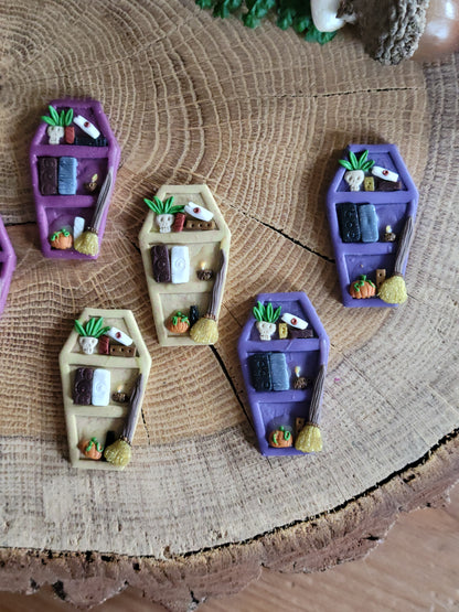 Colourful Coffin Bookshelf Earrings