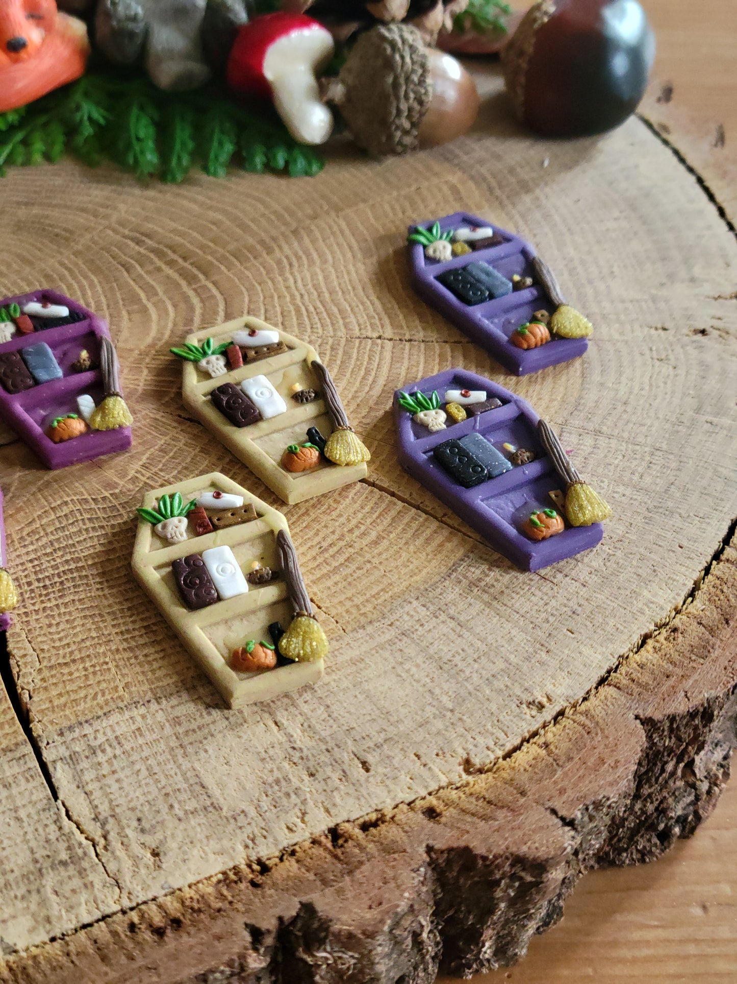 Colourful Coffin Bookshelf Earrings