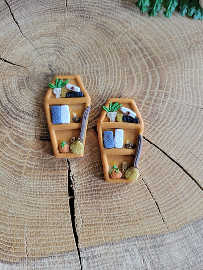 Colourful Coffin Bookshelf Earrings