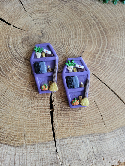 Colourful Coffin Bookshelf Earrings