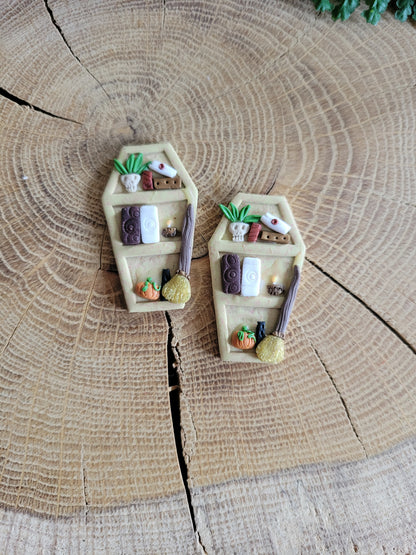 Colourful Coffin Bookshelf Earrings